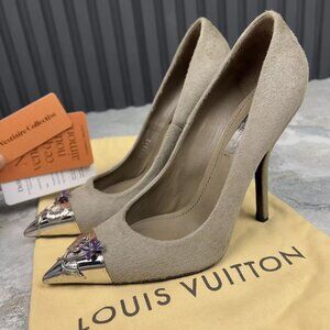 Louis Vuitton Pumps High Heels Pony Hair Gray 38.5 EUR or 8.5 US